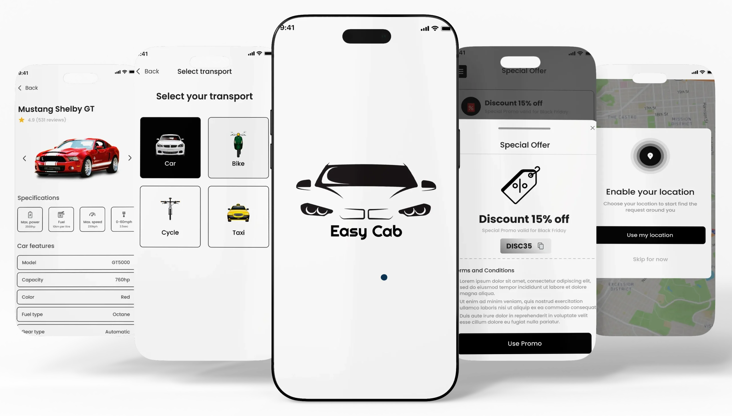 Easy Cab taxi booking mobile app developed by top New York mobile app development company - ride-hailing, GPS tracking & payment system