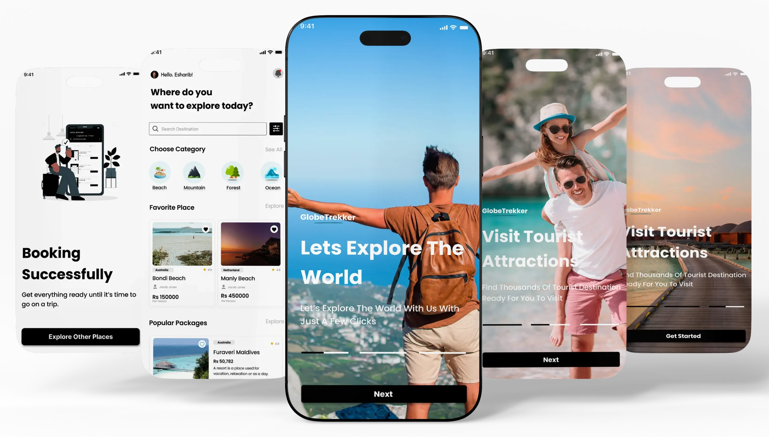 Global Trekker travel planning app developed by New York mobile app development company - itinerary builder with flight/hotel bookings