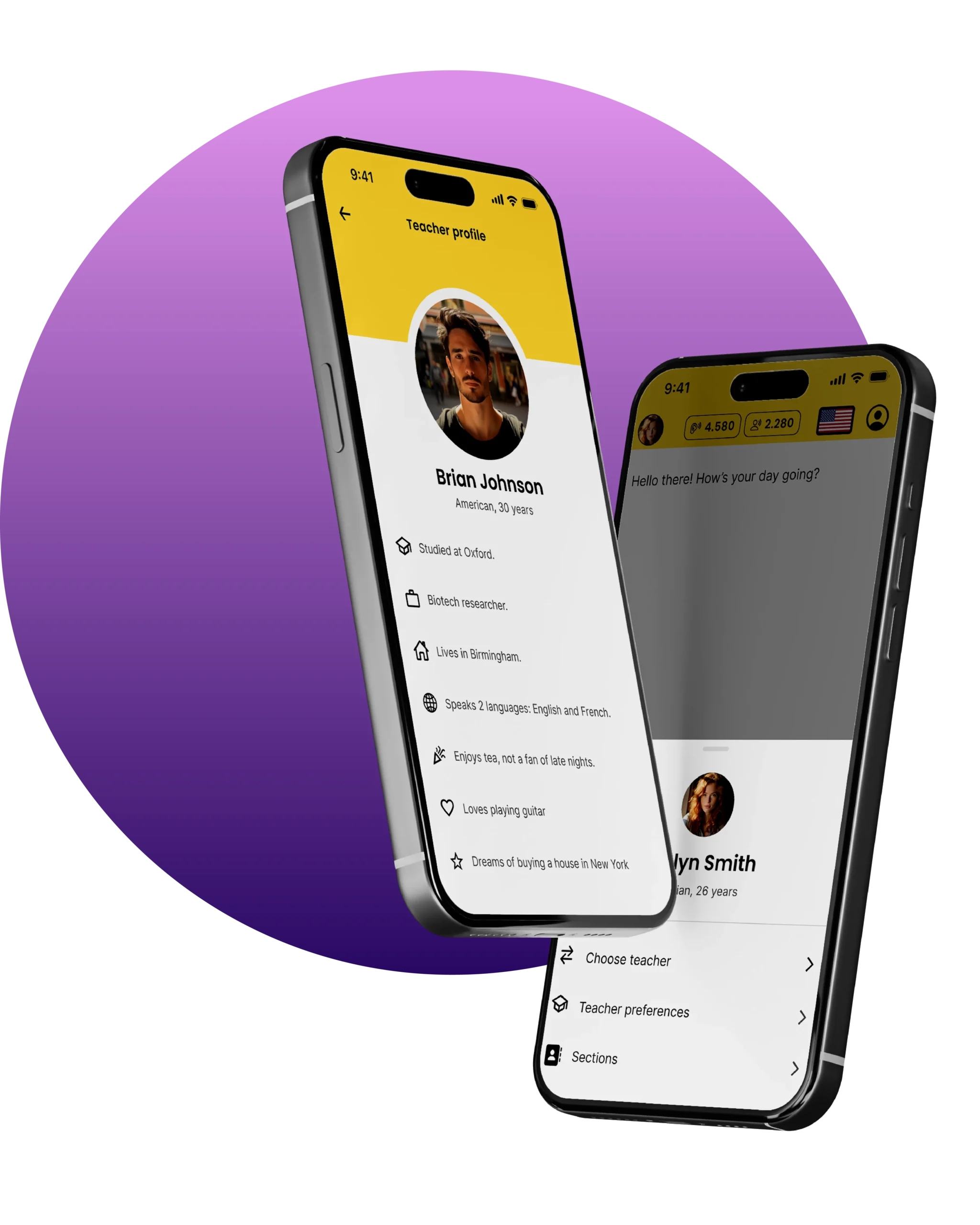 Teacher AI education app profile screen developed by New York mobile app development company - student progress dashboard